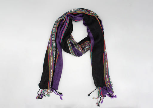 Purple Cotton Striped Summer Scarf - nepacrafts