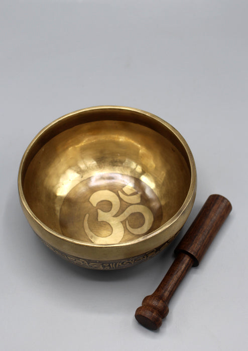 Hindu Om and Mantras Etching Tibetan Singing Bowl - nepacrafts