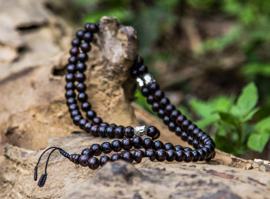 Rosewood Prayer Mala with Buddha Spacer - nepacrafts