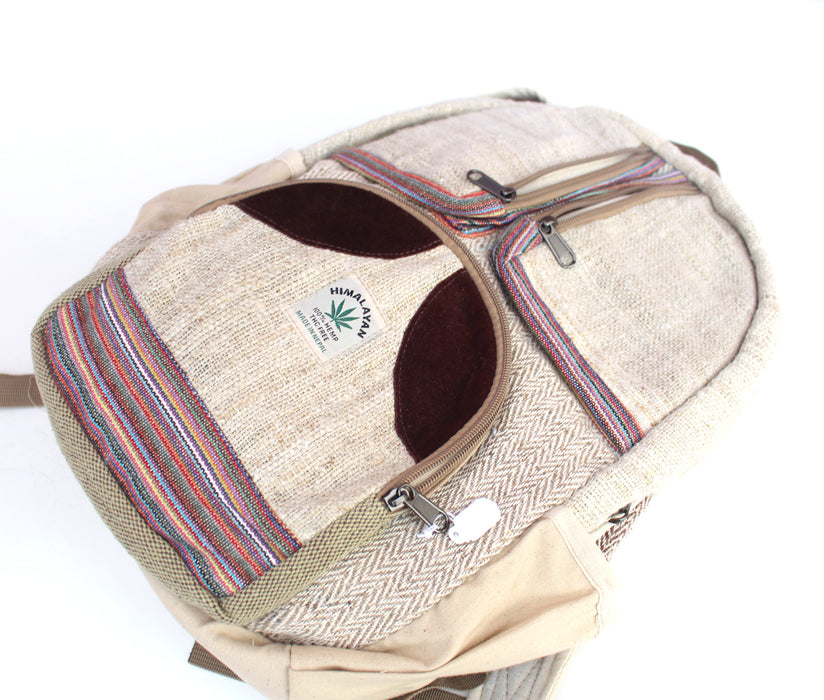 Hemp Backpack: Extra Front Zipper Pouches - nepacrafts