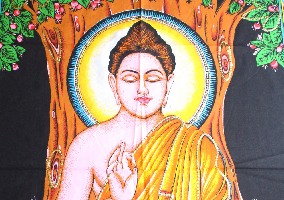 Shakyamuni Buddha Printed Cotton Tapestry Wall Hanging - nepacrafts