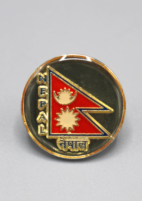 Round Nepal Flag Lapel Pin Badge - nepacrafts