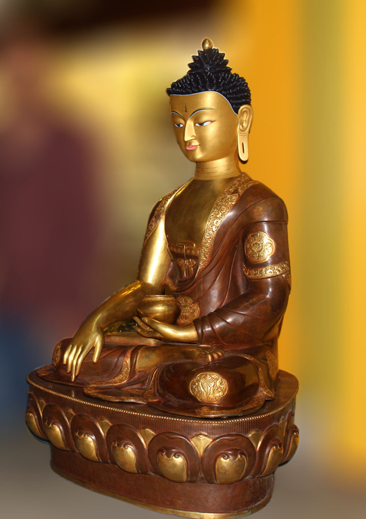 Masterpiece Partly Gold Plated Copper Shakyamuni Buddha Statue 45