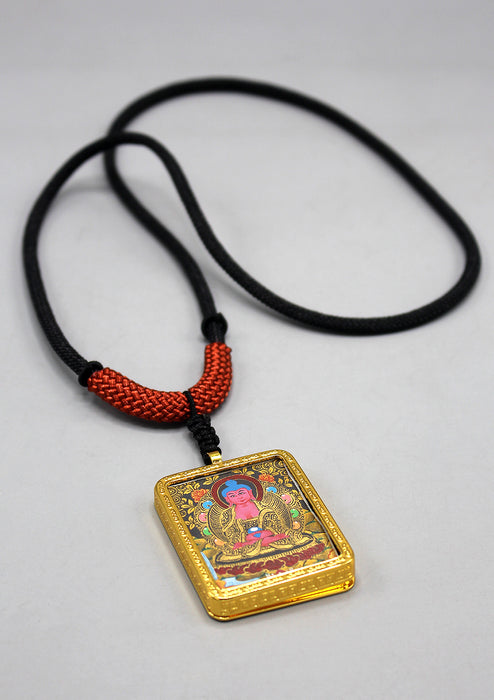 Hand Painted Mini Amitabha Buddha Thangka Amulet Pendant