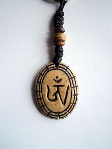 Brown Tibetan Om Bone Keychains - nepacrafts