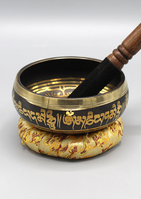 Meditating Buddhas Embossed Singing Bowl