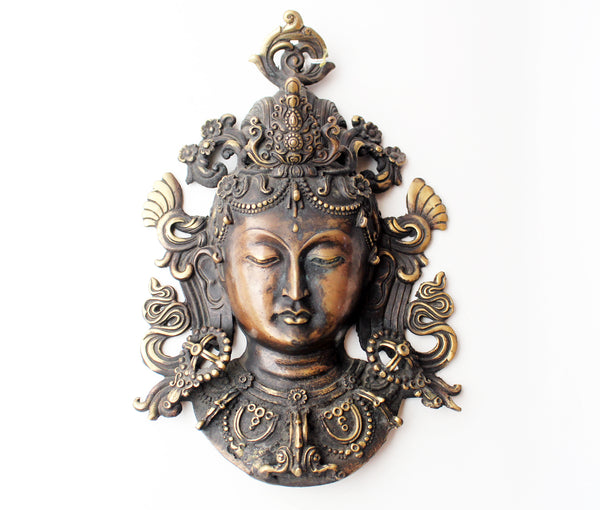 TARA VERTE hand-painted wall mask, popular MASK Meditating Tara Mask (Tibetan Buddhist Deity