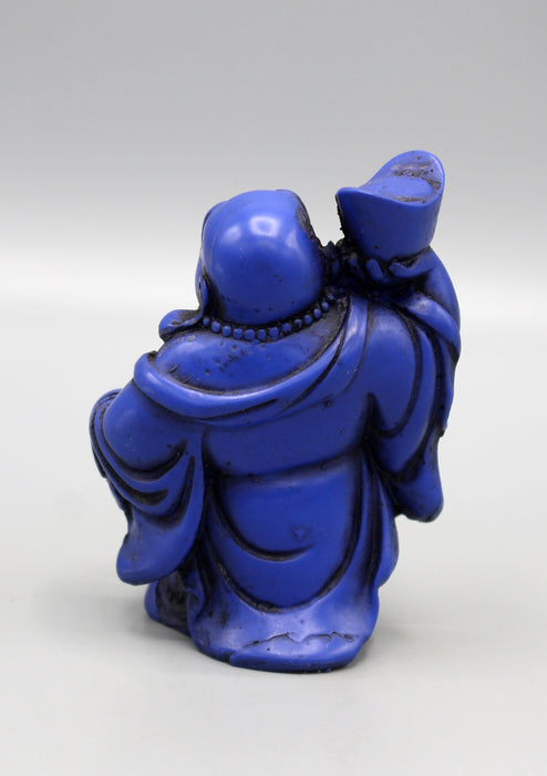 Blue Laughing Buddha with Bowl Resin Statue - nepacrafts