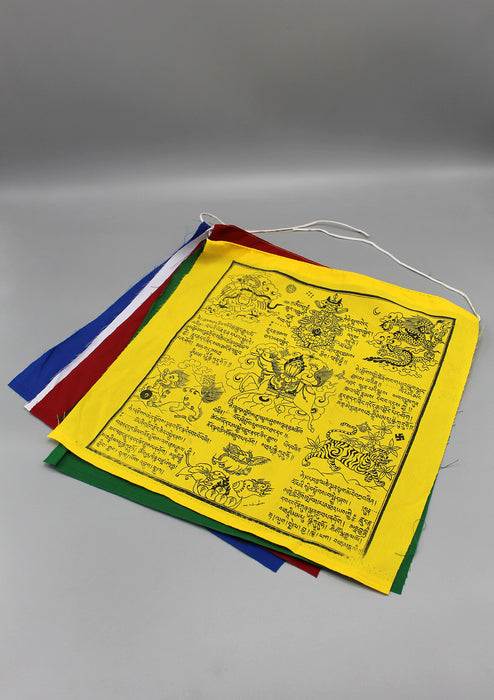 Tibetan Mantras and Symbol Printed Windhorse Prayer Flag