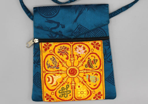 Auspicious Symbol Brocade Side Carry Mobile Phone Bag - nepacrafts