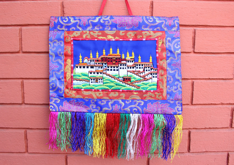 Potala Palace Embroidered Tibetan Wall Hanging Banner - nepacrafts