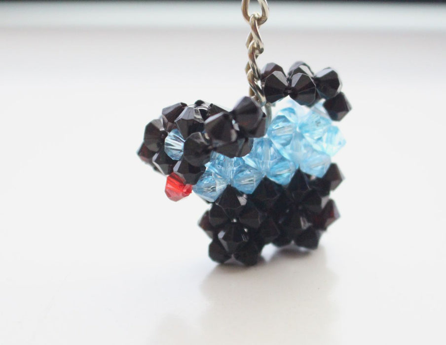 Sky Blue and Black Small Puppy Clear Resin Crystal Key Chain - nepacrafts