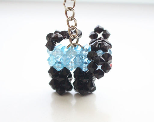 Sky Blue and Black Small Puppy Clear Resin Crystal Key Chain - nepacrafts