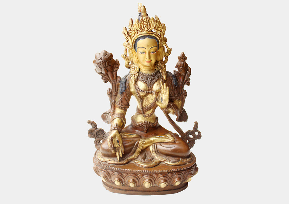 Gold Plated Eternal White Tara Statue 8 Inch - nepacrafts